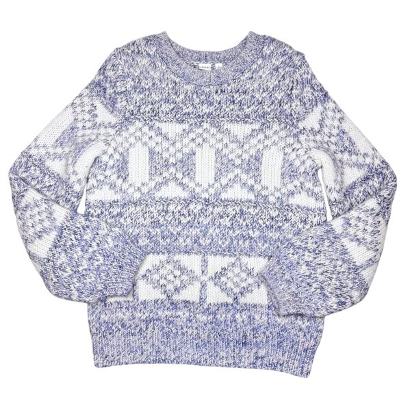 VTG Gap Fair Isle Sweater Sz.S Blue Chunky Knit Alpaca Blend Chunky Nordic Cozy - Picture 9 of 12